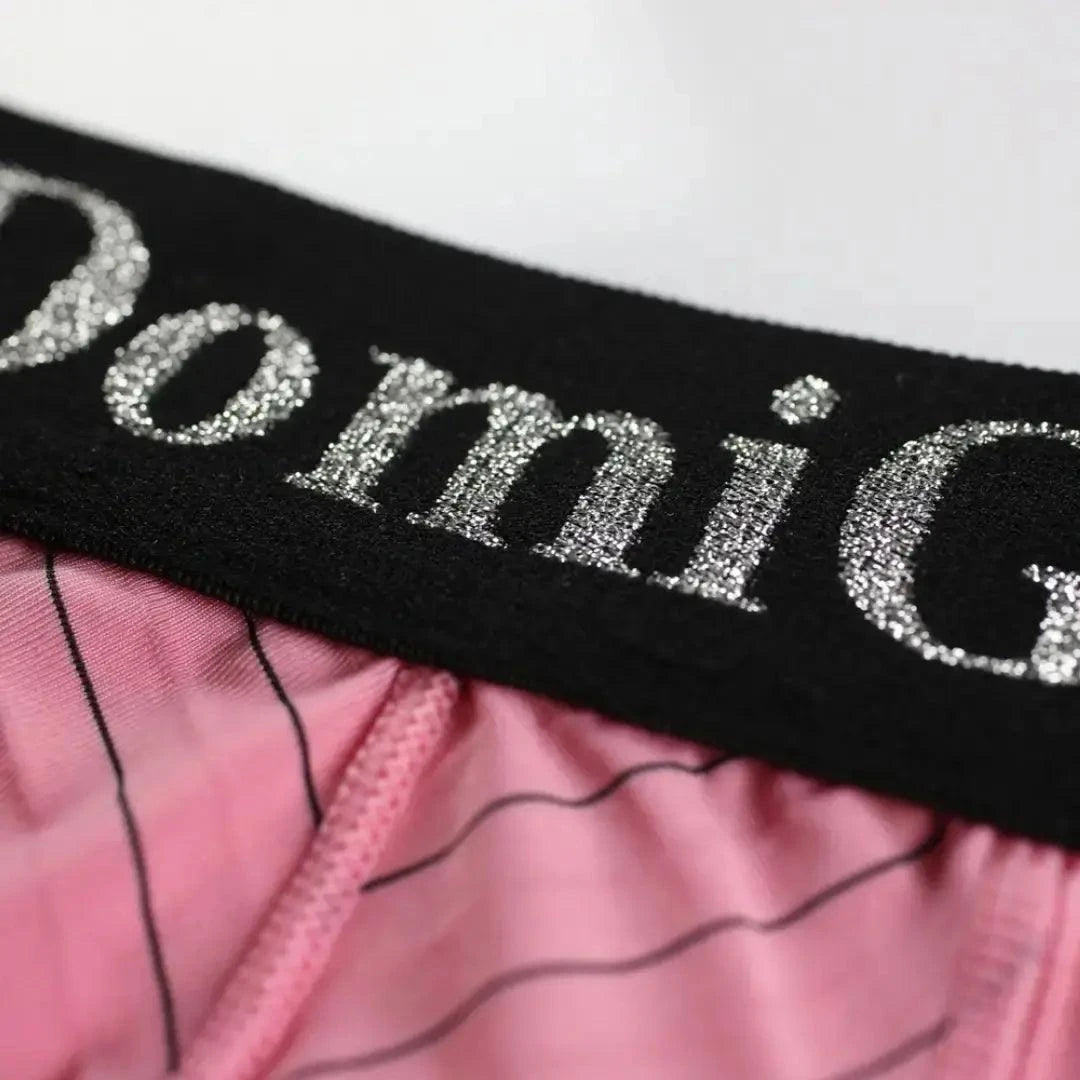 DomiGe Men's Ice Silk Striped Mid-Waist Trunks Pouch Male Underwear