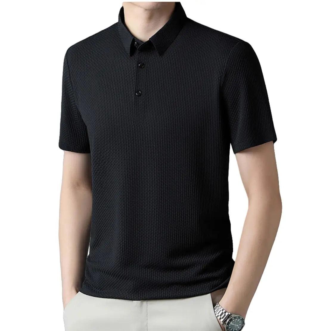 DomiGe Men's Polo Shirt for Summer 2024 - Floral Collar, Seamless Short Sleeve T-Shirt - His Inwear