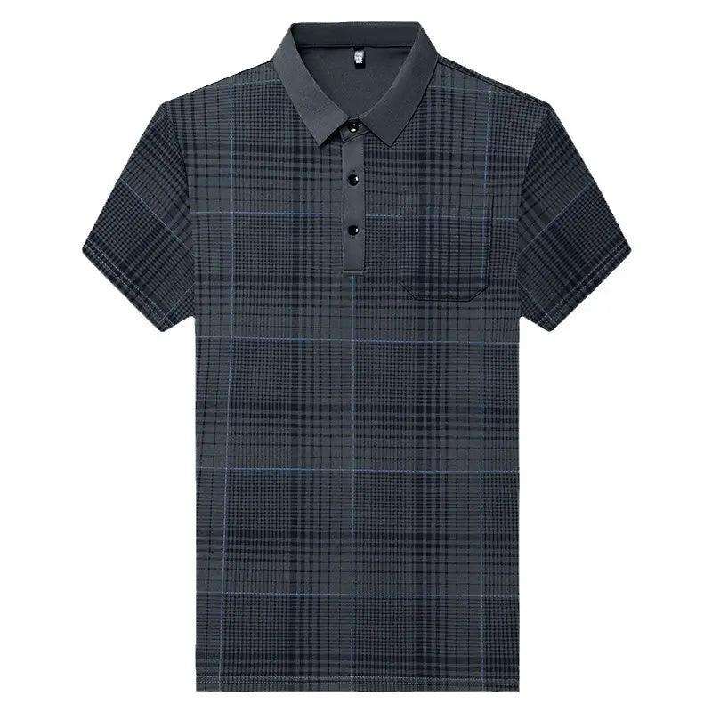 DomiGe Men's Polo Shirt Versatile Plaid Polo Shirt - His Inwear