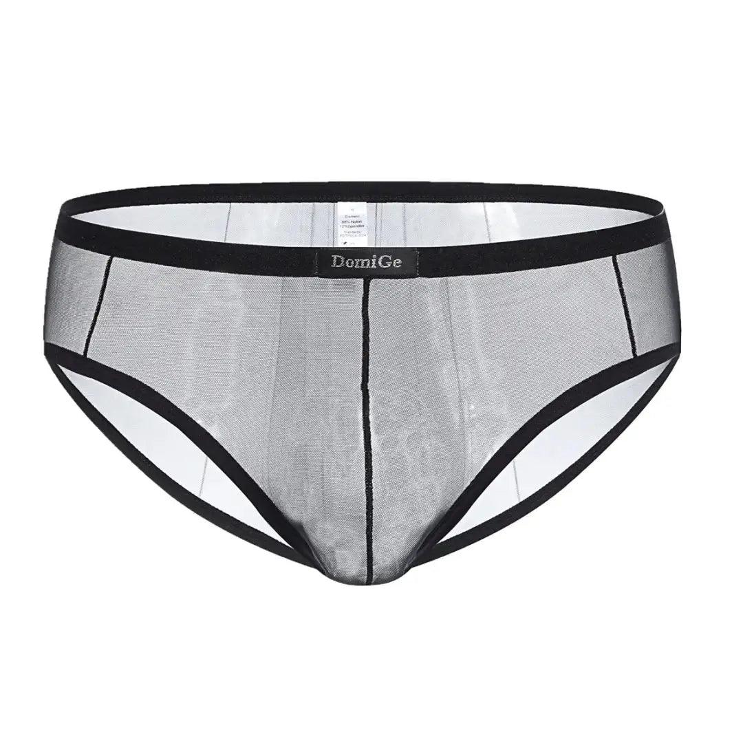 DomiGe Men's Sheer Briefs with Contoured Pouch and Logo Waistband - His Inwear