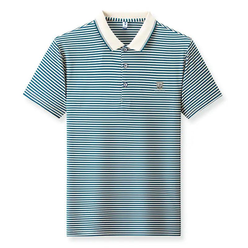 DomiGe Men's Striped Short Sleeve Cotton T-shirt 2024 Summer Polo Shirt - His Inwear