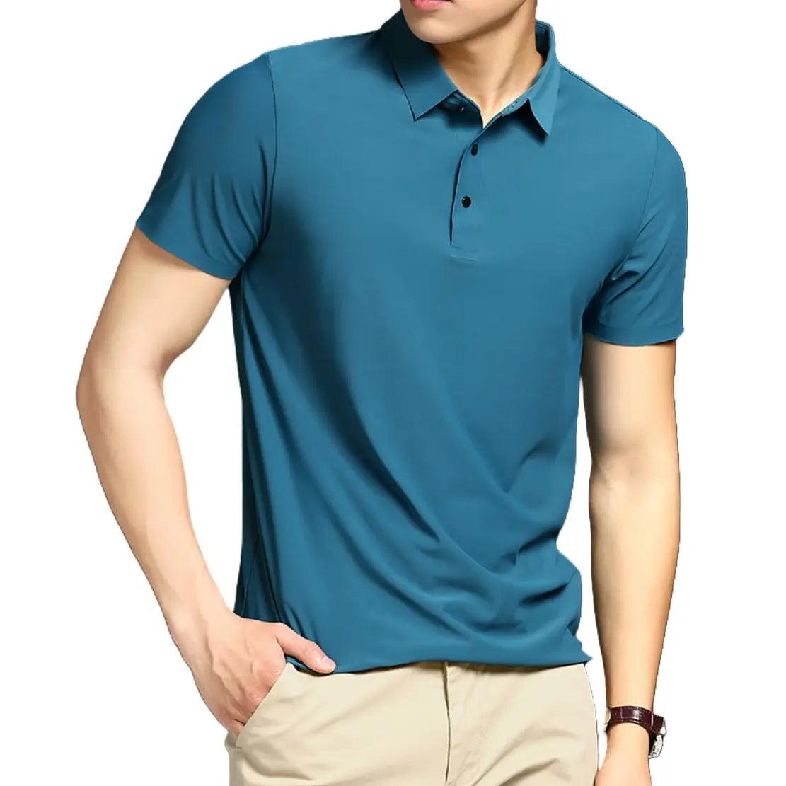 DomiGe Men's Summer Ice Silk Polo Shirt - Business Golf Shirt - His Inwear