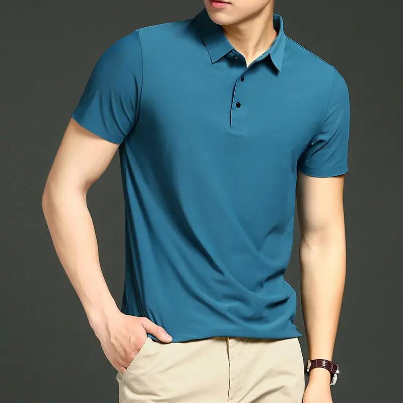 DomiGe Men's Summer Ice Silk Polo Shirt - Business Golf Shirt - His Inwear