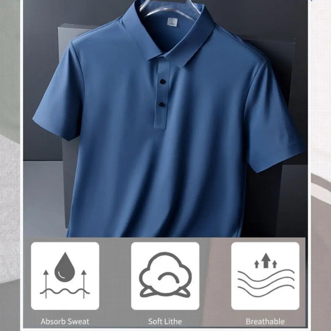 DomiGe Men's Summer Ice Silk Polo Shirt - Business Golf Shirt - His Inwear