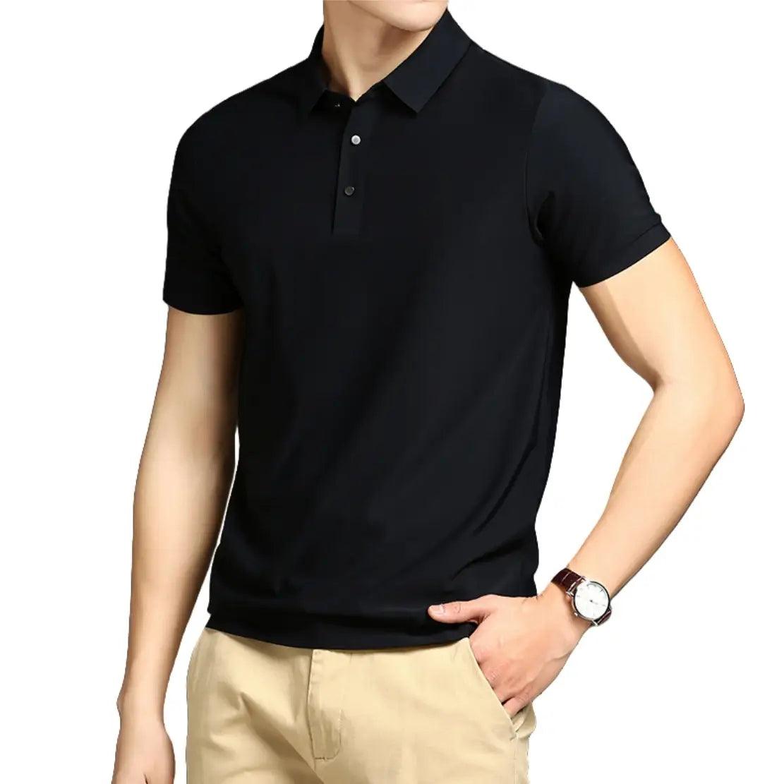 DomiGe Men's Summer Ice Silk Polo Shirt - Business Golf Shirt - His Inwear