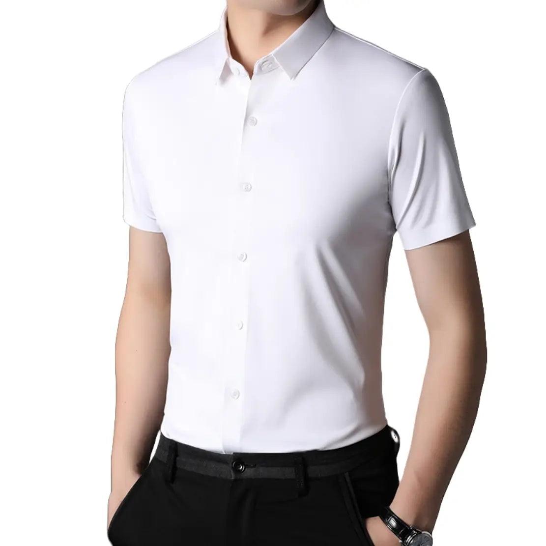 DomiGe Men's Summer Short Sleeve Blouse - Breathable, Quick-Dry, Business Casual - His Inwear