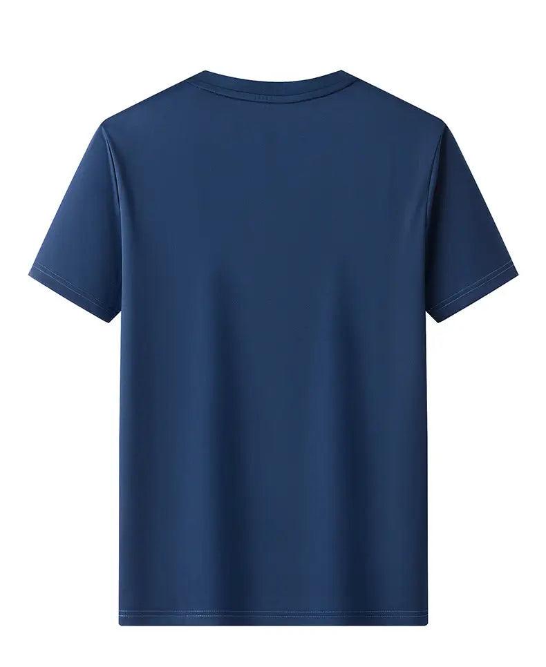 DomiGe Men's Summer T-Shirt - Spandex Ice Silk Solid Color Short Sleeve - His Inwear