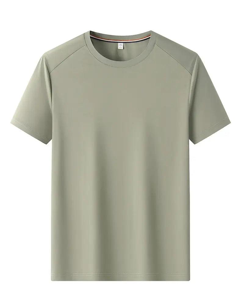 DomiGe Men's Summer T-Shirt - Spandex Ice Silk Solid Color Short Sleeve - His Inwear