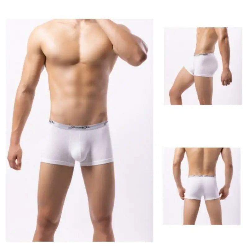 DomiGe Men's Underwear DomiGe Low-Rise Boxer Brief | 3D Pouch | Cotton-Spandex | Up to 4XL White Side Back