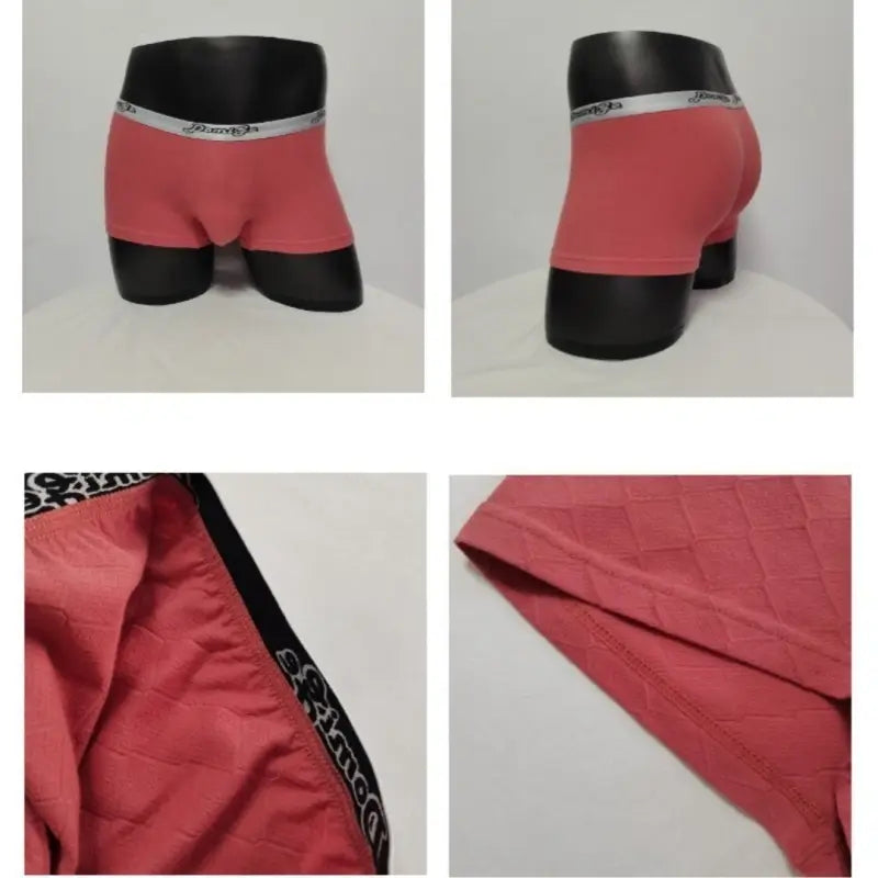DomiGe Men's Underwear DomiGe Low-Rise Boxer Brief | 3D Pouch | Cotton-Spandex | Up to 4XL Red Multi Sides