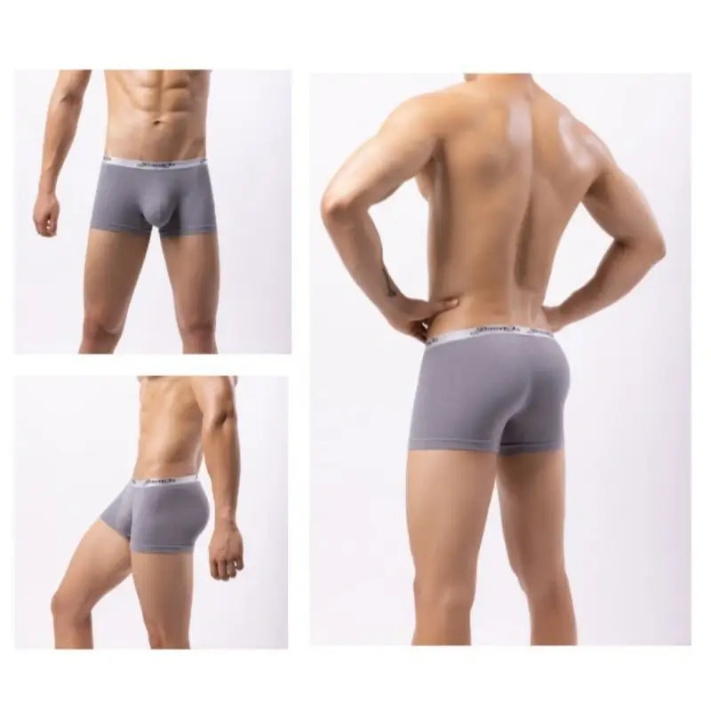 DomiGe Men's Underwear DomiGe Low-Rise Boxer Brief | 3D Pouch | Cotton-Spandex | Up to 4XL Gray Multi Sides