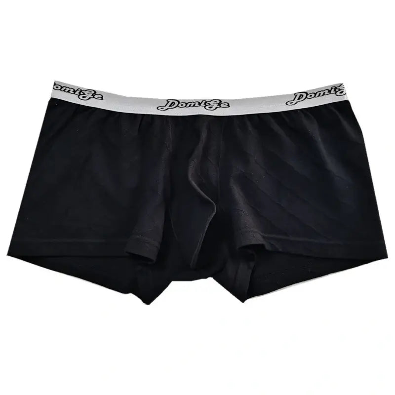 DomiGe Men's Underwear DomiGe Low-Rise Boxer Brief | 3D Pouch | Cotton-Spandex | Up to 4XL Black Front Flat