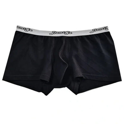 DomiGe Men's Underwear DomiGe Low-Rise Boxer Brief | 3D Pouch | Cotton-Spandex | Up to 4XL Black Front Flat