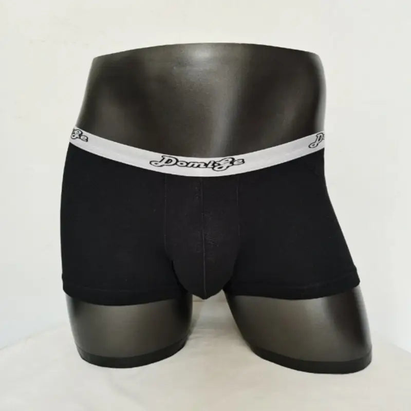 DomiGe Men's Underwear DomiGe Low-Rise Boxer Brief | 3D Pouch | Cotton-Spandex | Up to 4XL Black Front Model