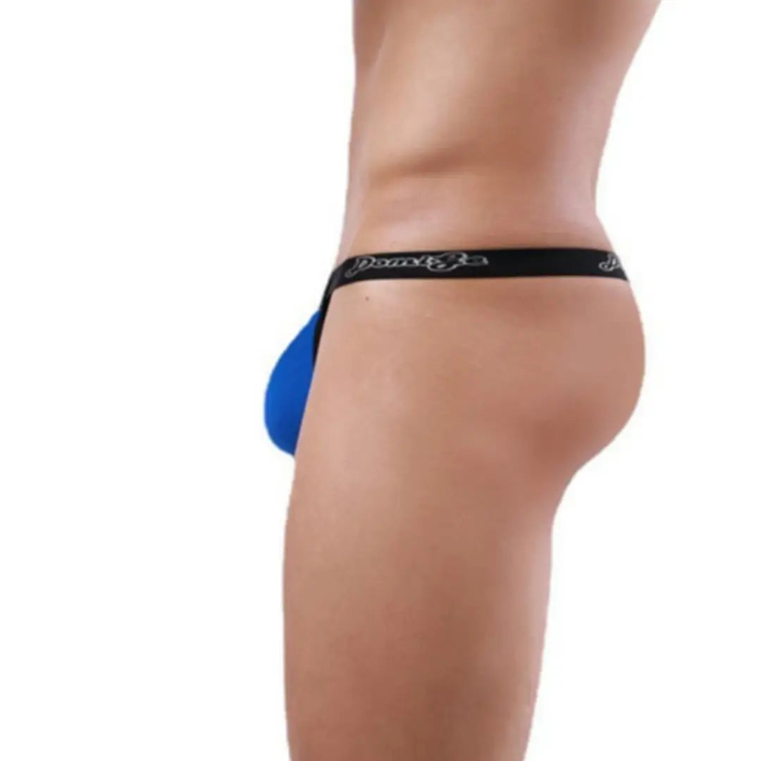 DomiGe Men's Underwear DomiGe Low-Rise Modal Thong | Adjustable 3D Contour Pouch T-Back Blue Side