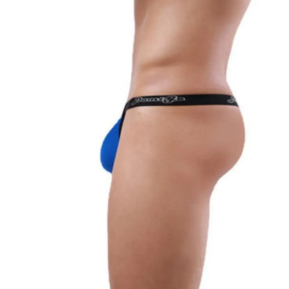 DomiGe Men's Underwear DomiGe Low-Rise Modal Thong | Adjustable 3D Contour Pouch T-Back Blue Side