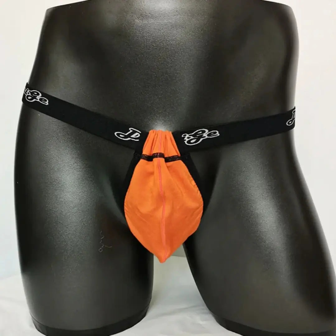 DomiGe Men's Underwear DomiGe Low-Rise Modal Thong | Adjustable 3D Contour Pouch T-Back Front Orange Model