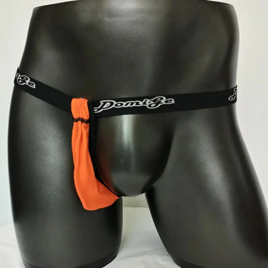 DomiGe Men's Underwear DomiGe Low-Rise Modal Thong | Adjustable 3D Contour Pouch T-Back Front Orange Model