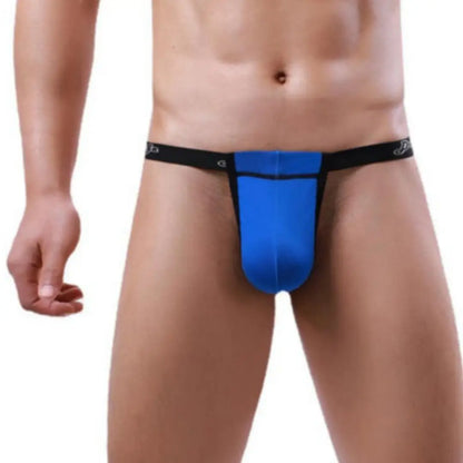 DomiGe Men's Underwear DomiGe Low-Rise Modal Thong | Adjustable 3D Contour Pouch T-Back Blue Front 