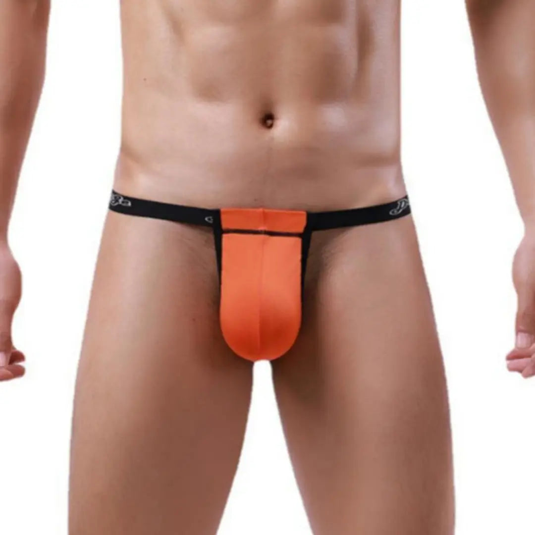 DomiGe Men's Underwear DomiGe Low-Rise Modal Thong | Adjustable 3D Contour Pouch T-Back Orange Front