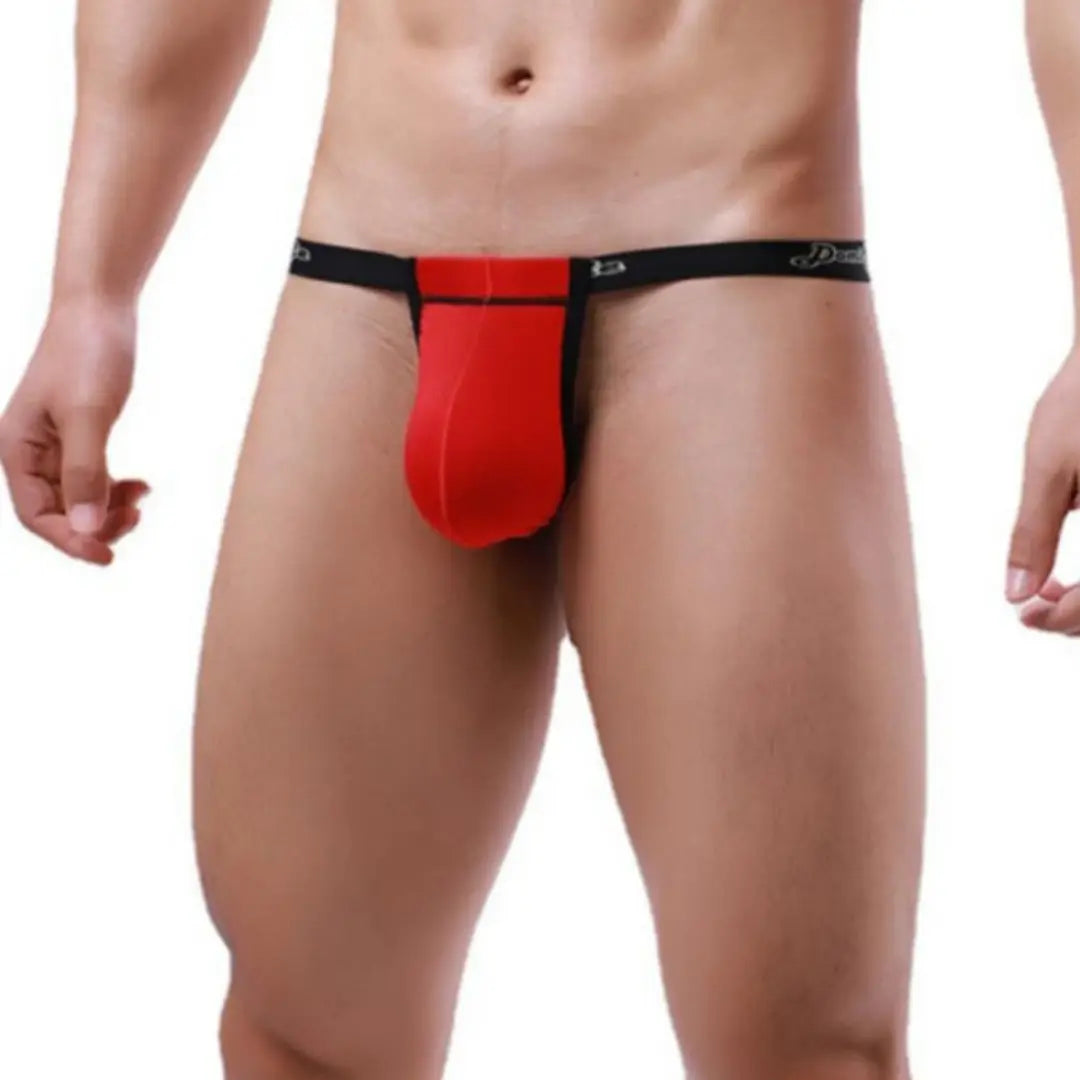 DomiGe Men's Underwear DomiGe Low-Rise Modal Thong | Adjustable 3D Contour Pouch T-Back Red Side