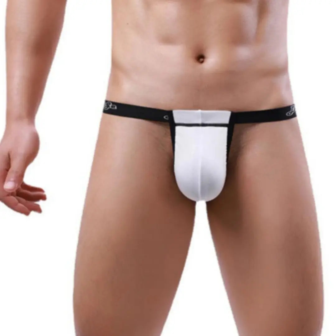 DomiGe Men's Underwear DomiGe Low-Rise Modal Thong | Adjustable 3D Contour Pouch T-Back White Front