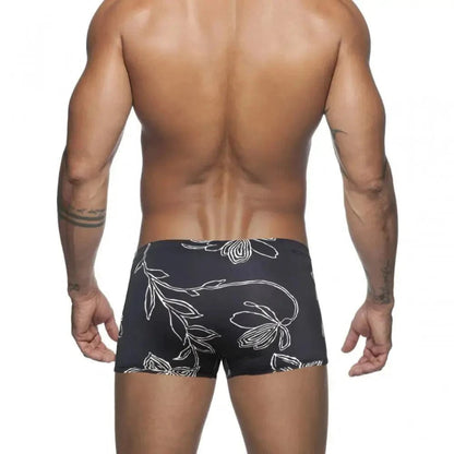 DomiGe printed swim boxers in black — rear	
