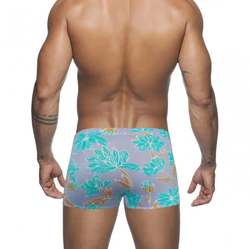 DomiGe printed swim boxers in sky blue — rear	