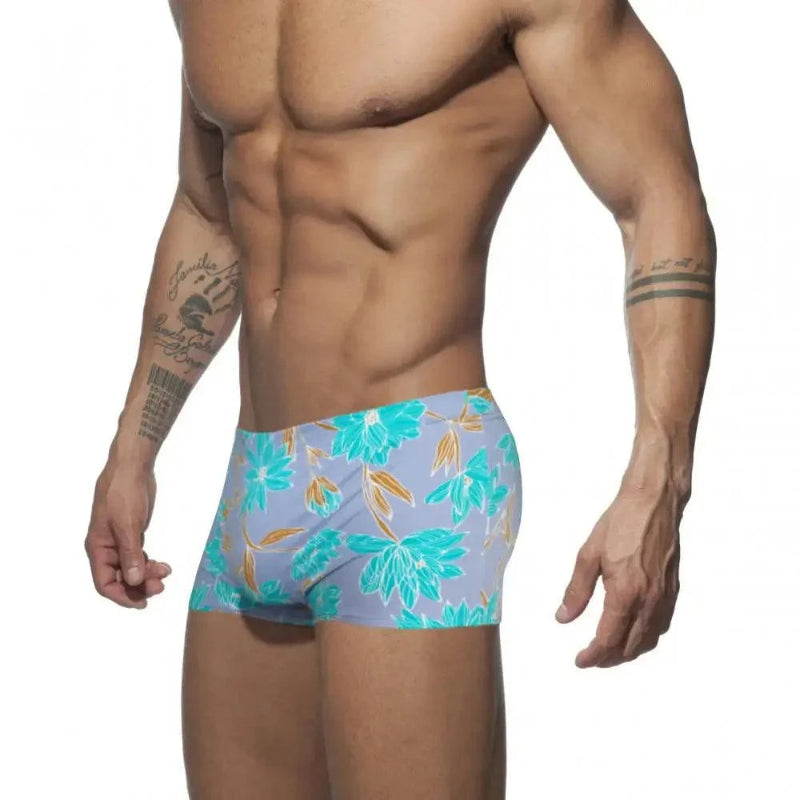DomiGe printed swim boxers in sky blue — side	