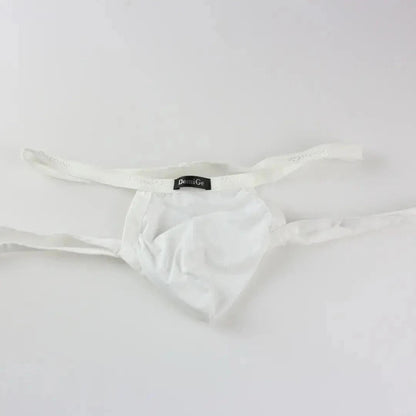 DomiGe X-Design jockstrap in white — flat lay front view showing enhanced contour pouch design	