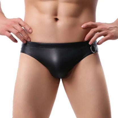 Dominik DomiGe Men’s Low-Rise PU Leather U-Pouch Thong CMF028