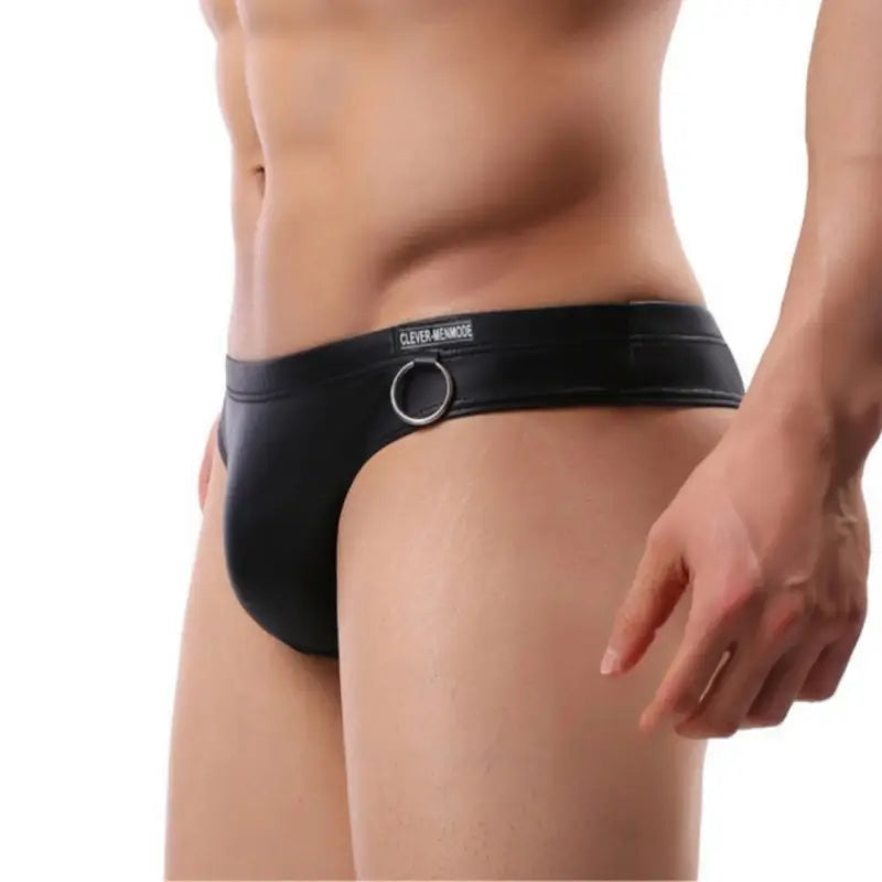 Dominik DomiGe Men’s Low-Rise PU Leather U-Pouch Thong CMF028
