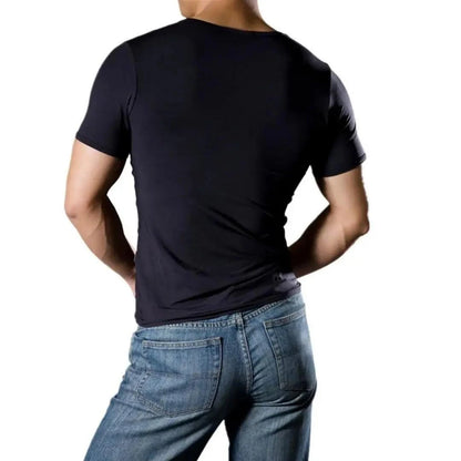 Dominik Dominik Men's Short Sleeve Undershirt - Black Tencel Blend