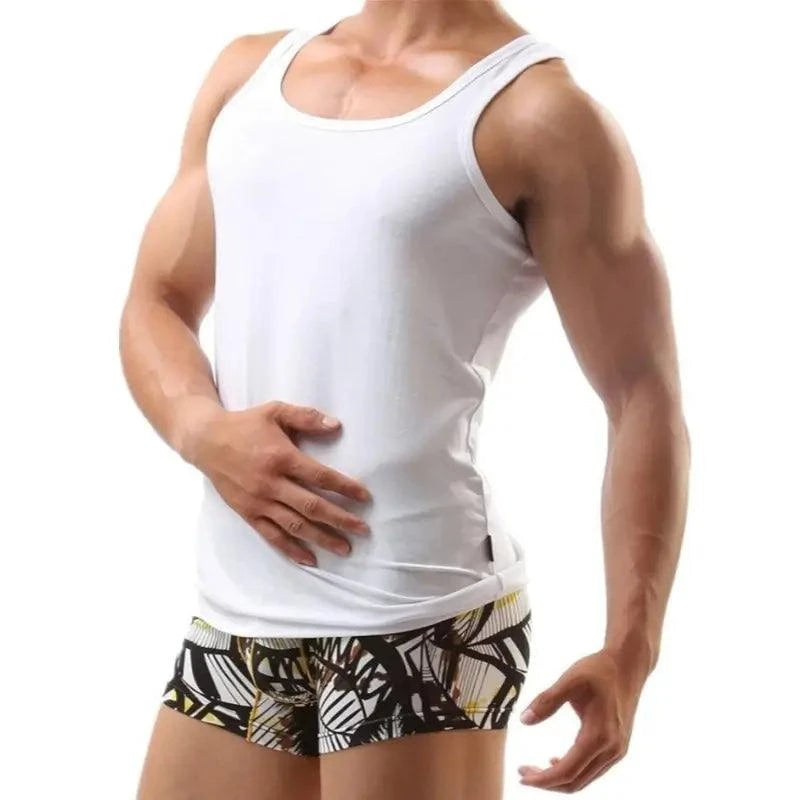 Dominik Dominik Men's Tank Top Premium Cotton Lycra Vest, Stylish White Undershirt