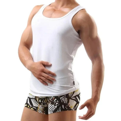 Dominik Dominik Men's Tank Top Premium Cotton Lycra Vest, Stylish White Undershirt