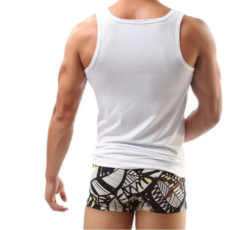 Dominik Dominik Men's Tank Top Premium Cotton Lycra Vest, Stylish White Undershirt