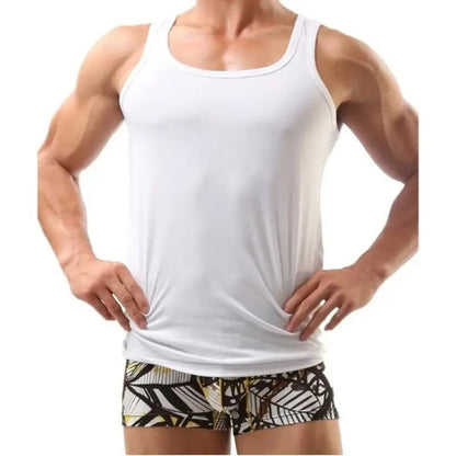 Dominik Dominik Men's Tank Top Premium Cotton Lycra Vest, Stylish White Undershirt
