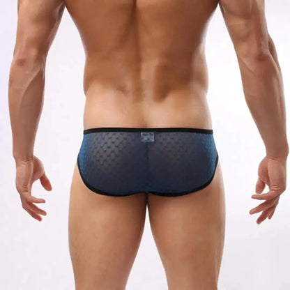 Dominik Dominik Men's Ultra-Low Rise Sexy Mesh Briefs Heart Patterns Underwear