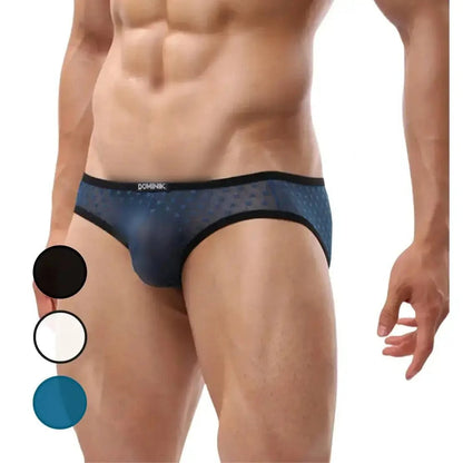 Dominik Dominik Men's Ultra-Low Rise Sexy Mesh Briefs Heart Patterns Underwear