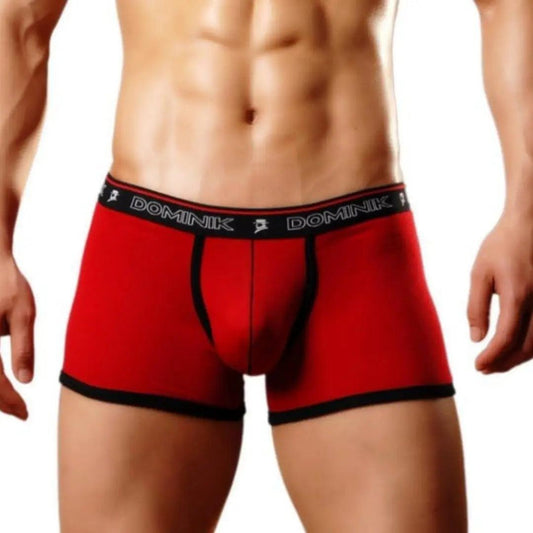 Dominik Men's Red Mid-Rise Modal Boxer Briefs Underwear - His Inwear