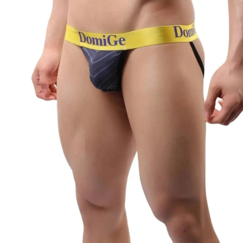 DomiGe bamboo double-strap jockstrap gray front view — supportive lift pouch eco-friendly model	