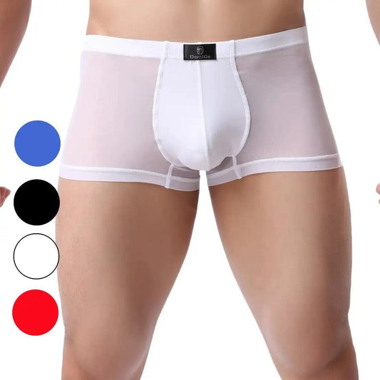 Men in Underwear Modal Sheer: Comfort in Black, White, Red, Blue Boxers - His Inwear