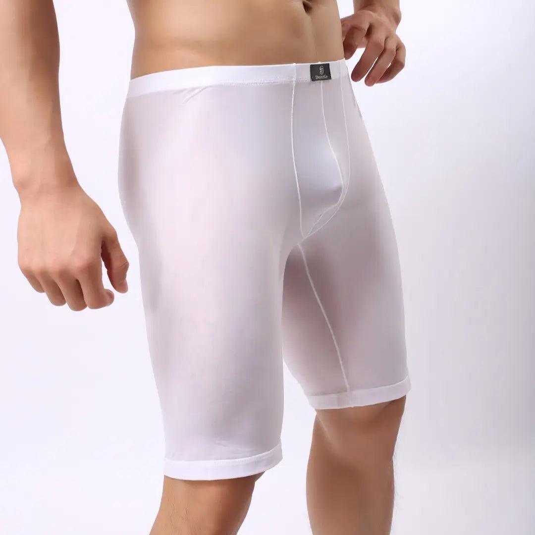 Men's Compression Boxers Elastic Waistband White - His Inwear