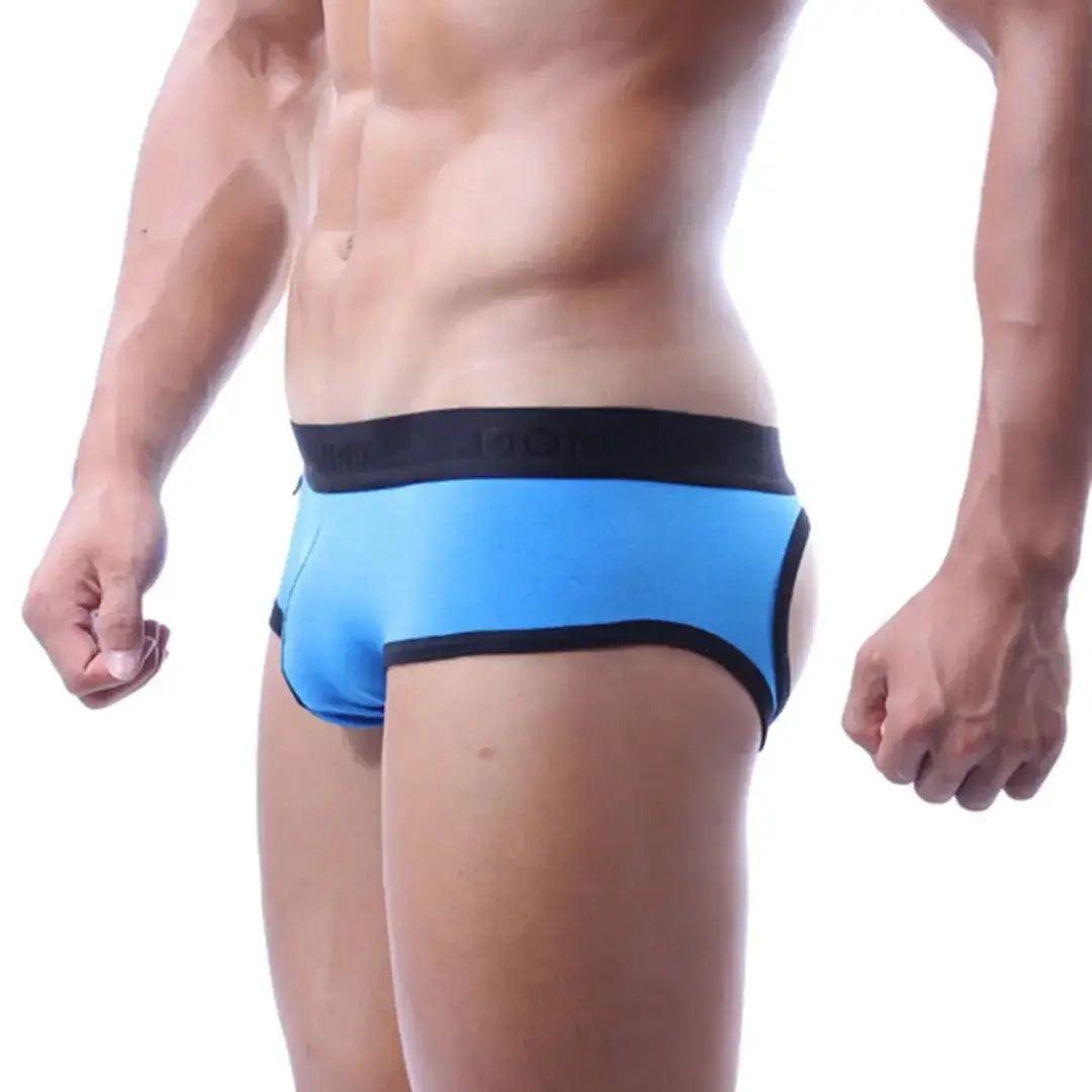 Men's Low-Rise Cheeky Briefs with Bold White Color and Black Accents - His Inwear