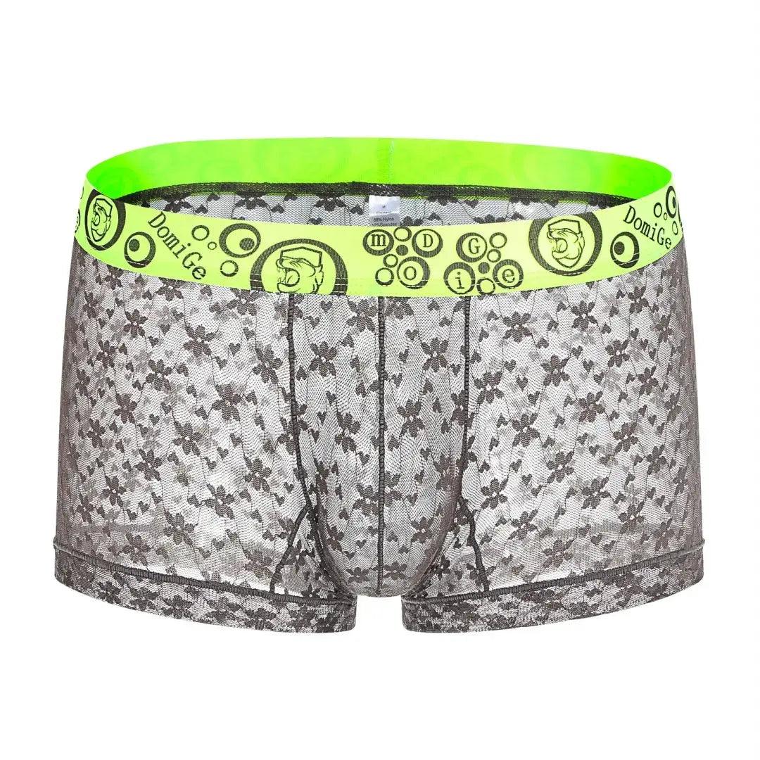 Men's Mesh and Sheer Trunks with Stylish Logo Waistband - Ultimate Comfort & Seduction Male Underwear - His Inwear