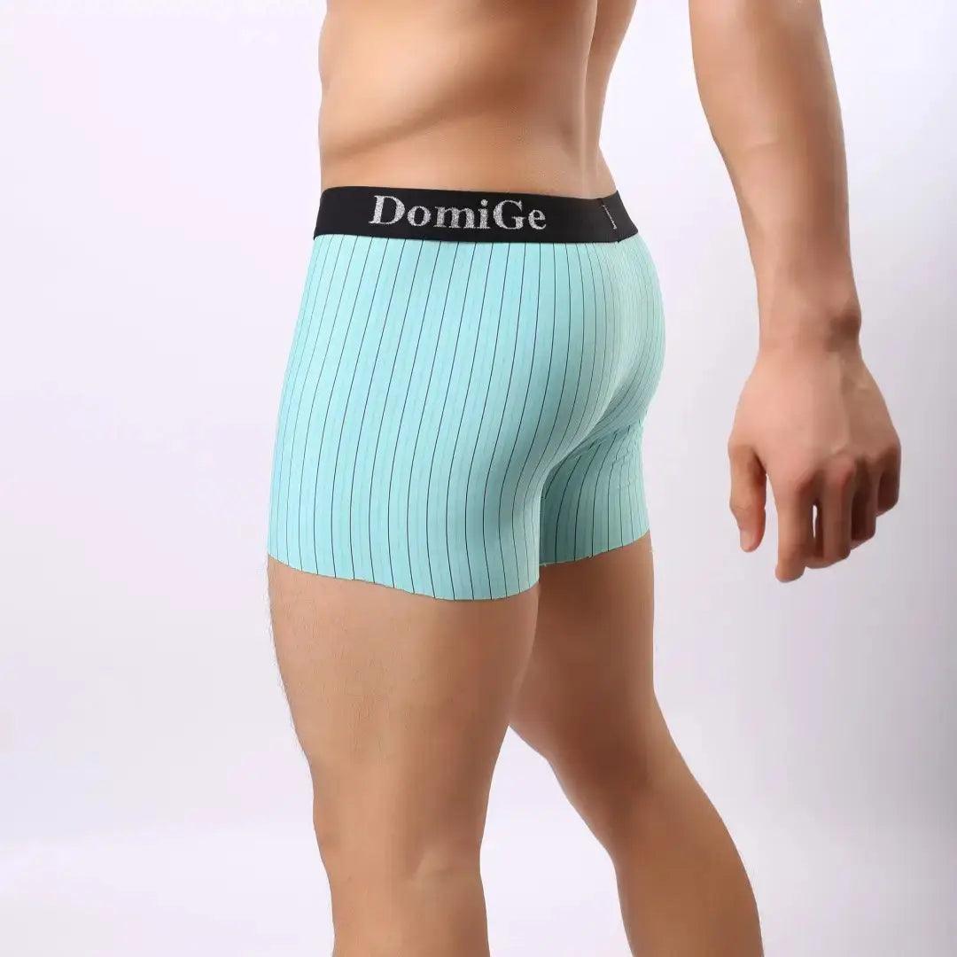 Men's Mid-Rise Striped Boxers with Seamless Leg Design and Silver Logo Waistband Male Underwears - His Inwear