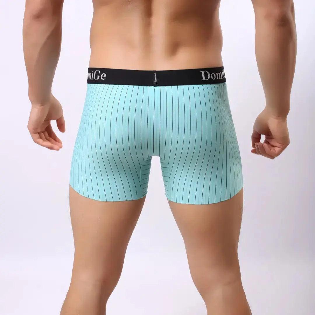 Men's Mid-Rise Striped Boxers with Seamless Leg Design and Silver Logo Waistband Male Underwears - His Inwear