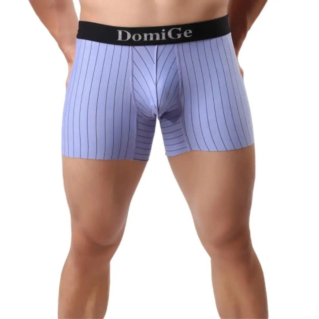 Men's Mid-Rise Striped Boxers with Seamless Leg Design and Silver Logo Waistband Male Underwears - His Inwear