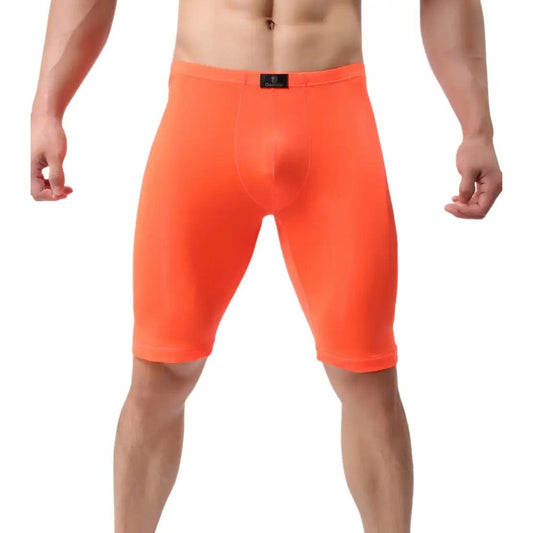 Men's Orange Compression Boxers Front Pouch Male Underwear - His Inwear