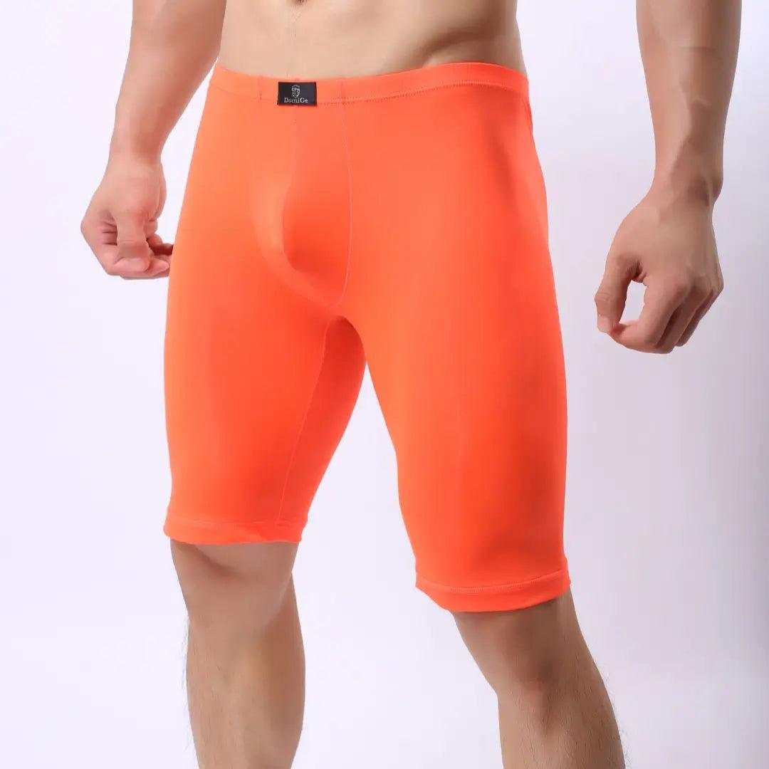 Men's Orange Compression Boxers Front Pouch Male Underwear - His Inwear